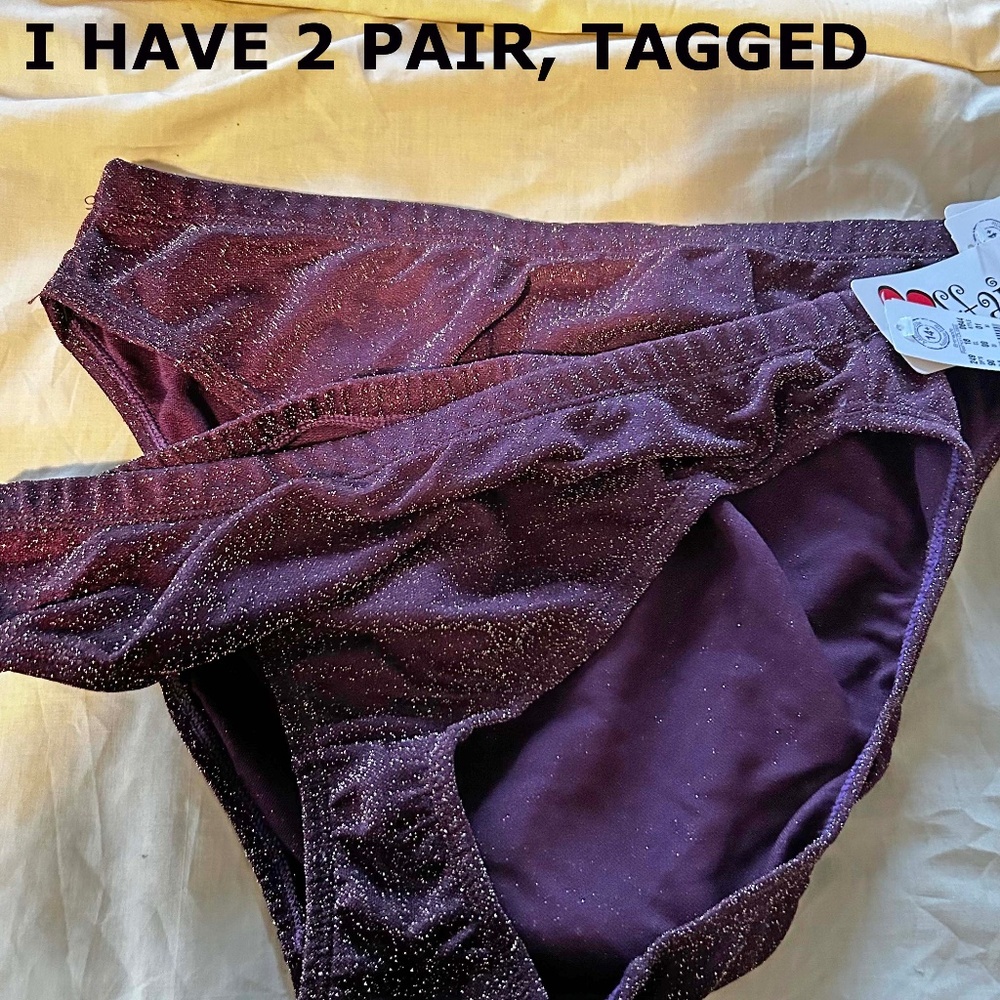 BIKINI BRIEFS, 2 PAIR, POLYESTER, PLUM SPARKLE SIZE 1X, ADDITION ELLE, TAGS ON,